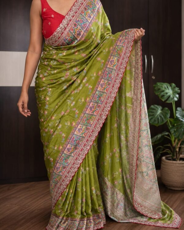 Kani pure brocade weaving on pure munga silk saree