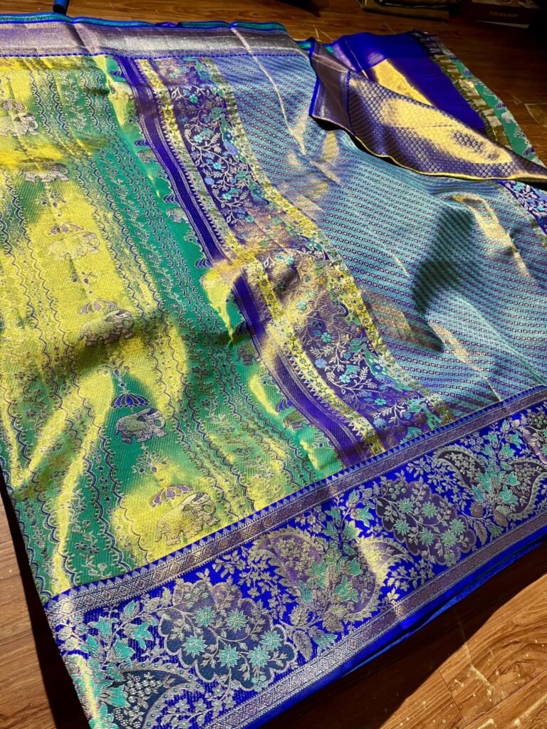 Pure kanchipattu tissue edge to edge floral design 32 Pure kanchipattu tissue edge to edge floral