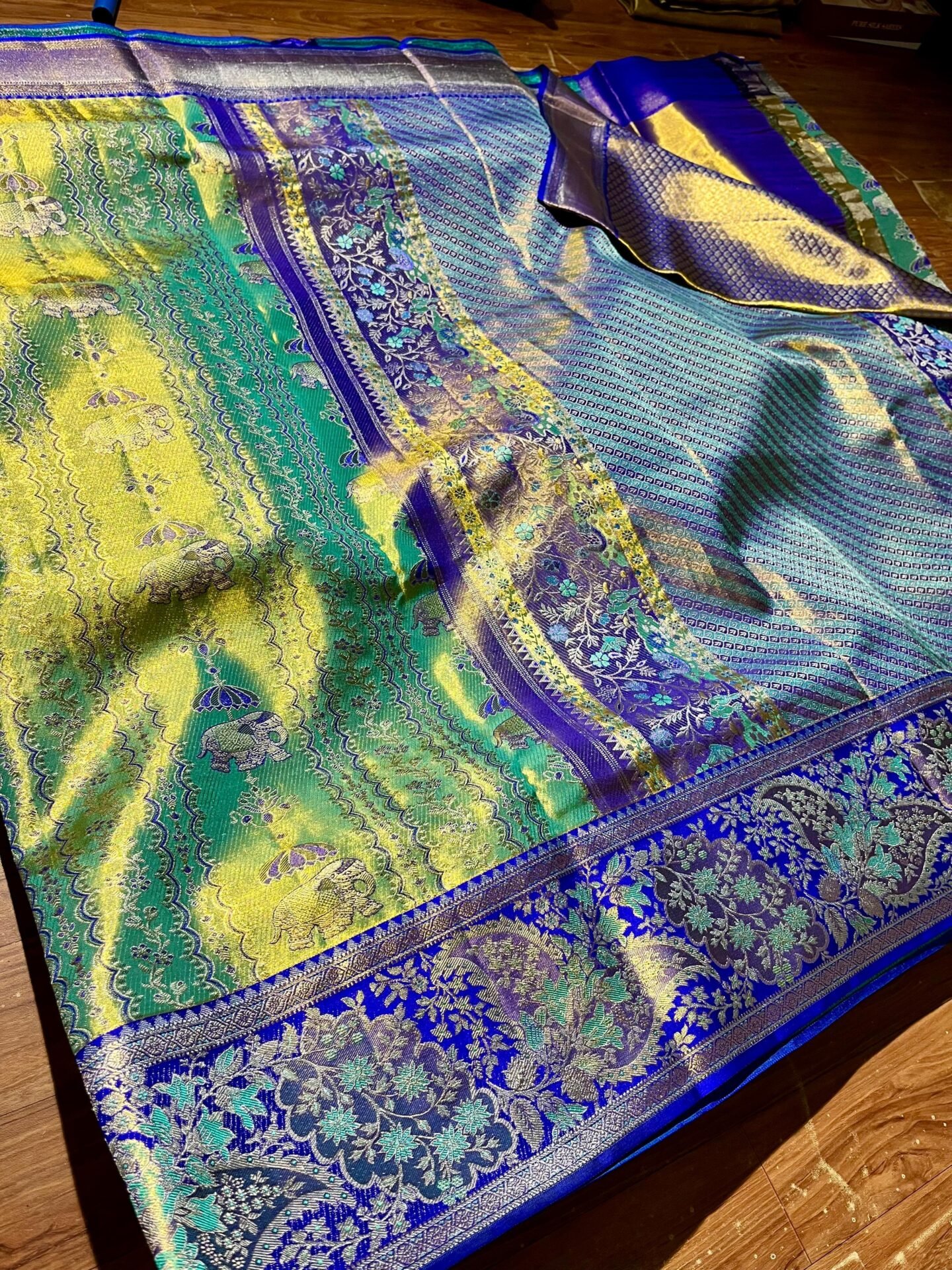 Pure kanchipattu tissue edge to edge floral design 31 Pure kanchipattu tissue edge to edge floral