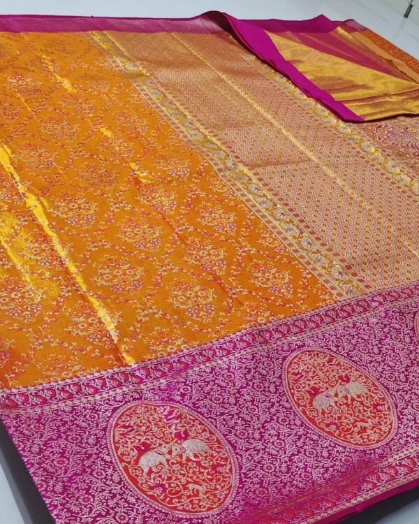 Pure kanchipattu tissue meenakari resham