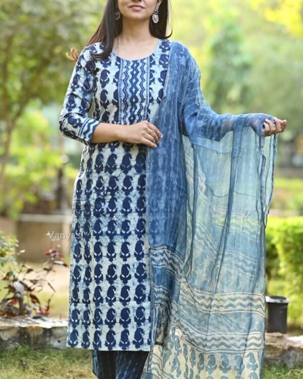 Pure hand block cotton suit and Doria duppata collection