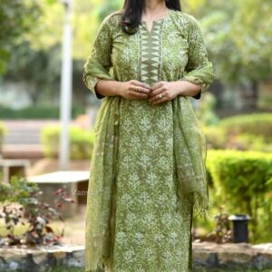 Pure hand block cotton suit and Doria duppata