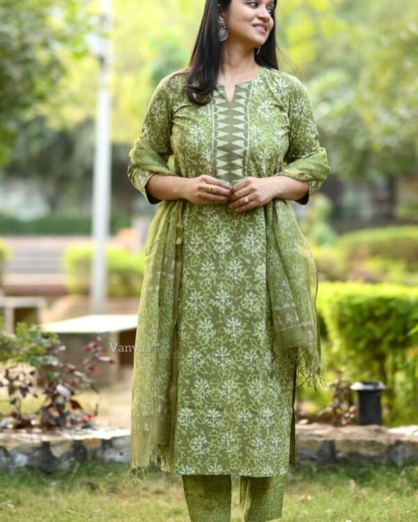 Pure hand block cotton suit and Doria duppata