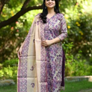 New Print tissue chanderi kurta