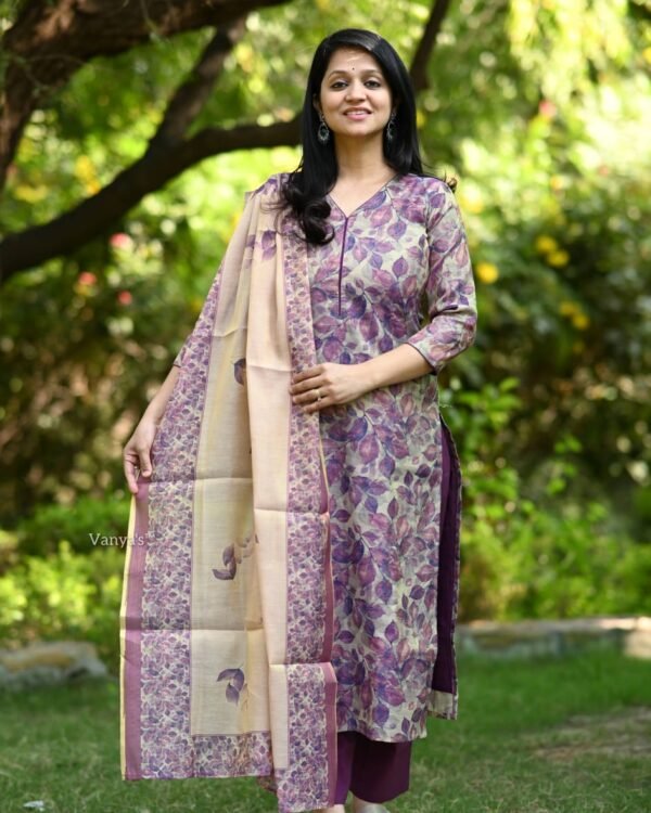New Print tissue chanderi kurta