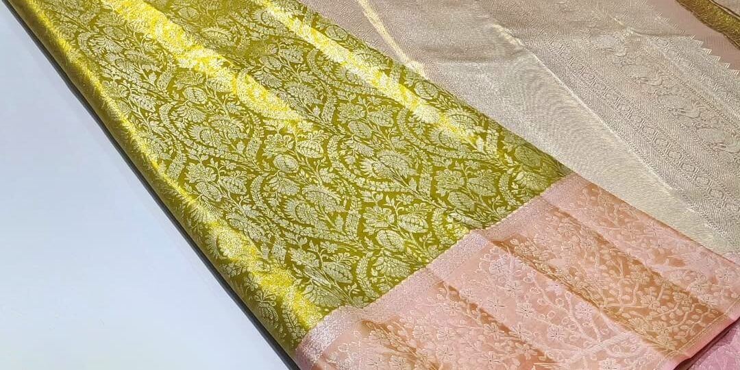 Pure kanchipattu tissue edge to edge Meenakari