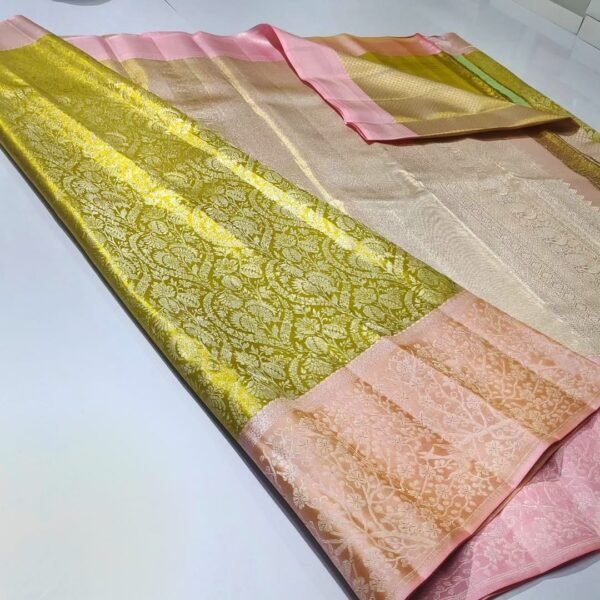 Pure kanchipattu tissue edge to edge Meenakari