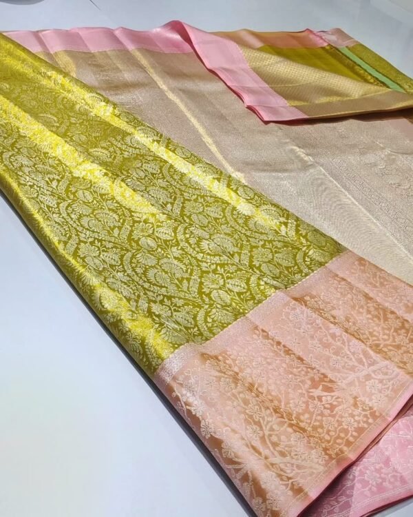 Pure kanchipattu tissue edge to edge Meenakari
