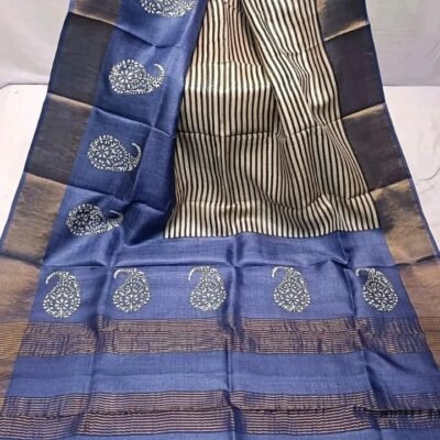 Zari border pure handloom tussar saree 