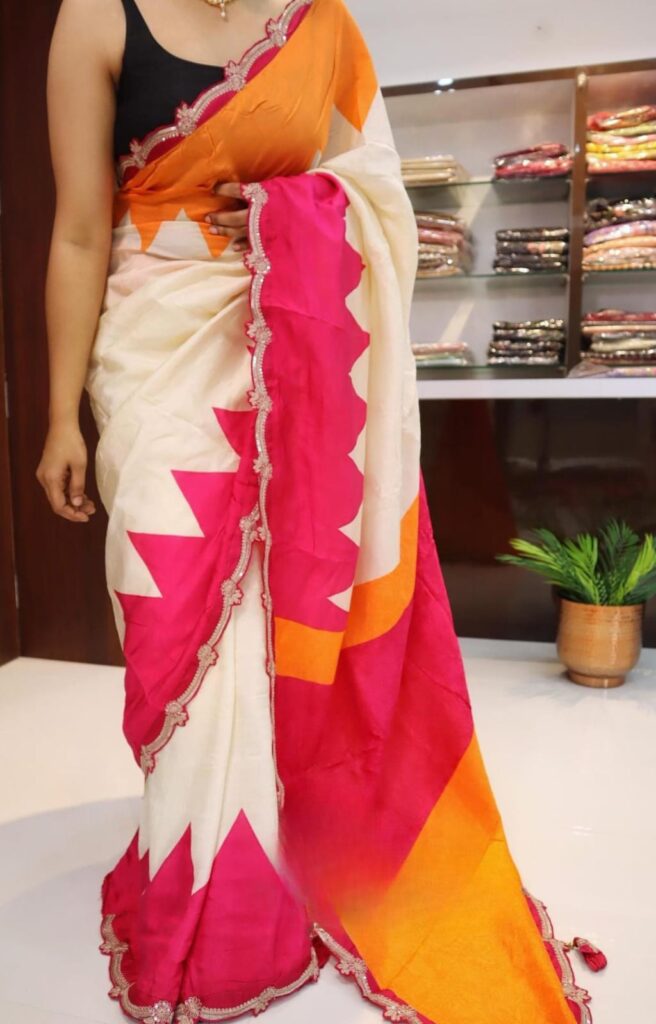 Elegant pure munga silk saree in temple style Silk Mark Certified Sarees | Eflina Silk Mark Certified Sarees 