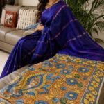 Bandni laheria kalamkari pallu pure tussar saree