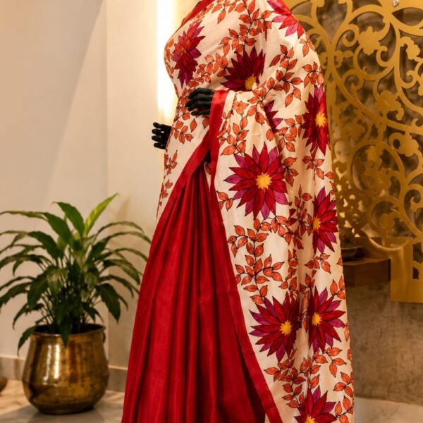 Exclusive bishnupuri Handllom pure silk hand painted saree
