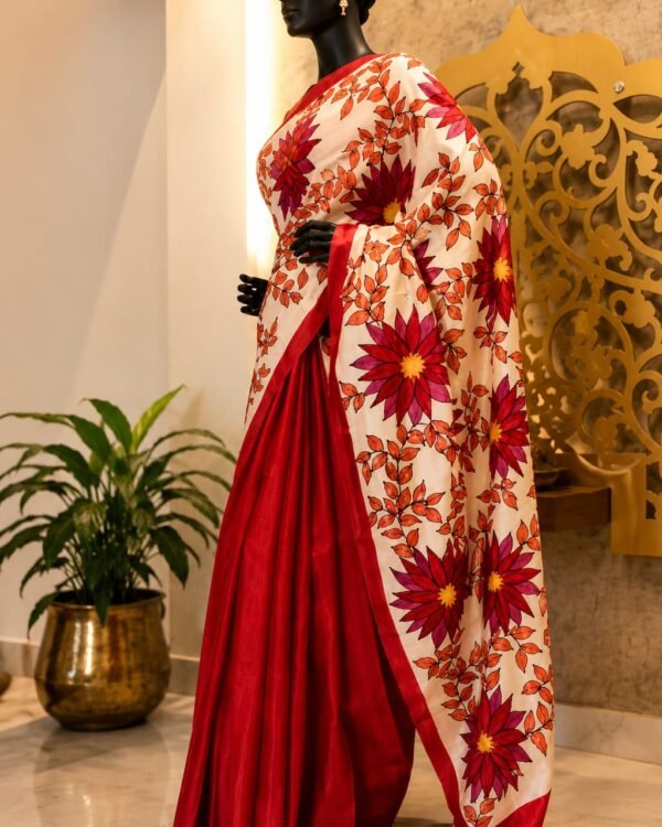 Exclusive bishnupuri Handllom pure silk hand painted saree