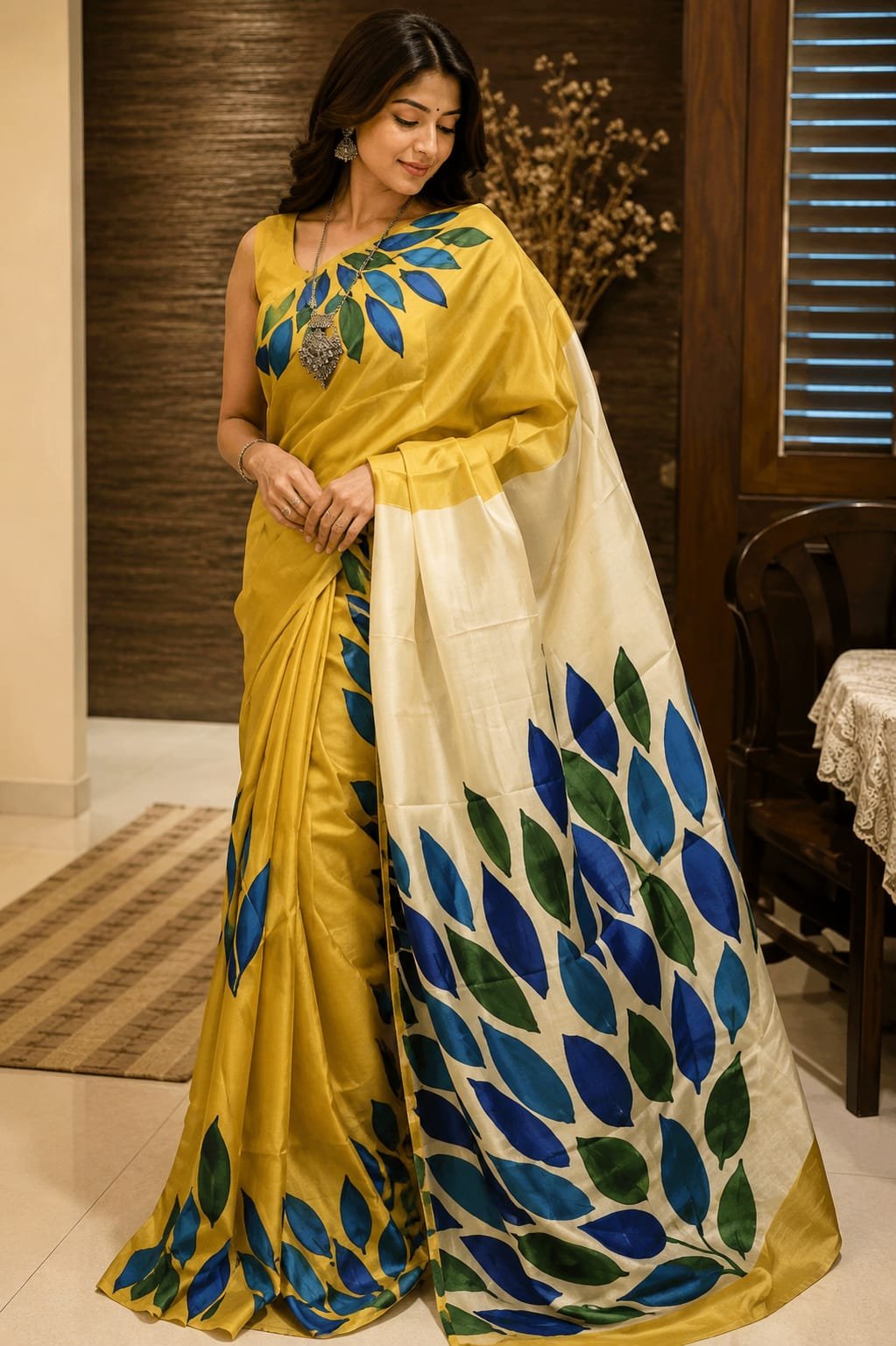 Exclusive hand paint zari border pure handloom tussar saree 1 Exclusive hand paint zari border pure handloom tussar saree