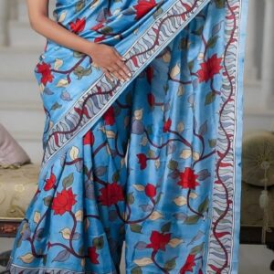 Hand kalamkari on pure handloom tussar