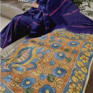 Pure tussar with kalamkari blouse