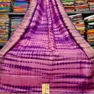 Exclusive bandni shivori design on zari border pure handloom tussar saree