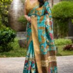 Best Hand kalamkari on pure zari border handloom tussar