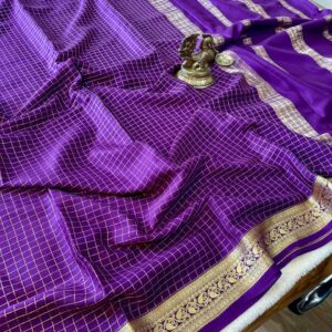 New Checked Mysore Crepe Silk Saree
