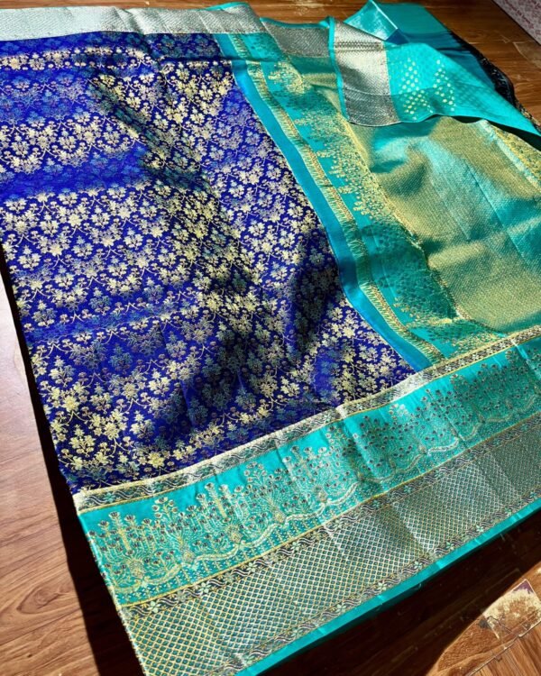 Pretty collection pure kanchipuram resham warp exclusive meenakari designs 