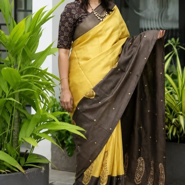 Pure handloom tussar with unstitched blouse
