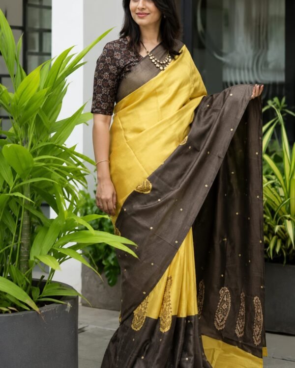 Pure handloom tussar with unstitched blouse
