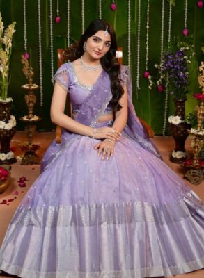 Purple Organza Lehenga Set for Special Occasions