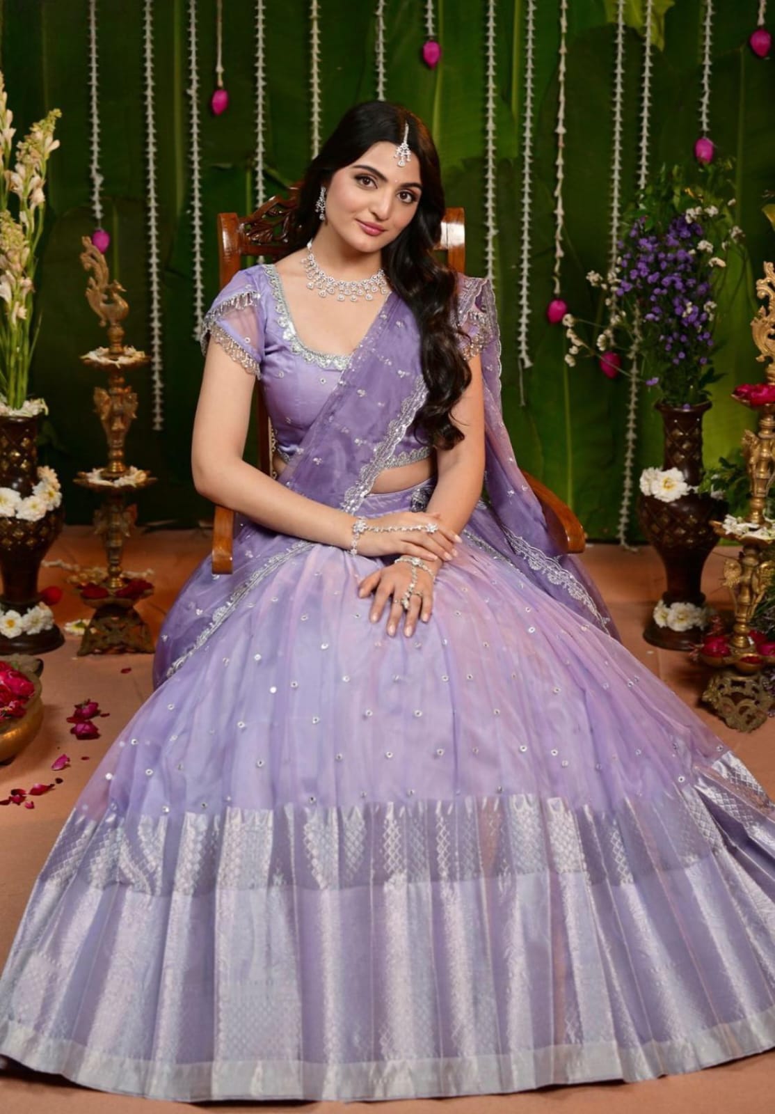 Purple Organza Lehenga Set for Special Occasions
