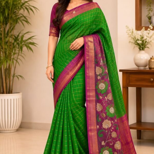 Special Pure handloom tussar saree with kalamkari blouse 