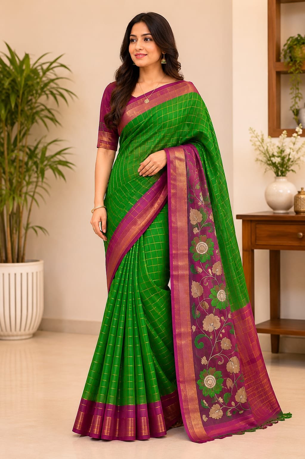 Special Pure handloom tussar saree with kalamkari blouse 1 Special Pure handloom tussar saree with kalamkari blouse