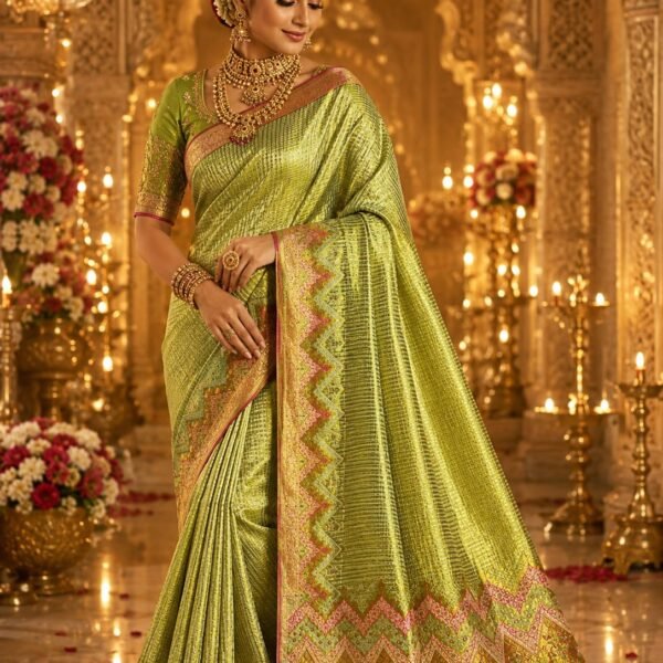 Wedding collection pure kanchipattu tissue Meenakari checks uniqe designs