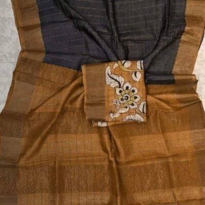 Pure handloom tussar saree with kalamkari blouse
