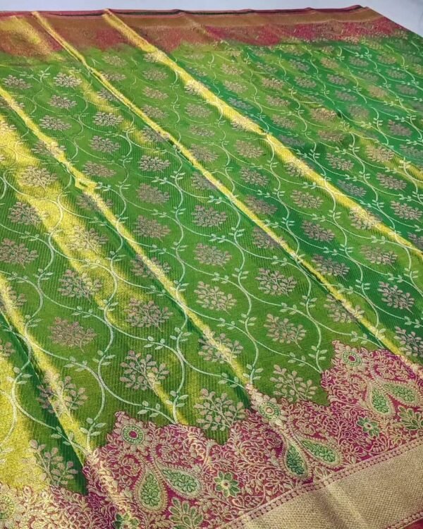 New arrivals pure kanchipuram tissue meena floral brocade designs