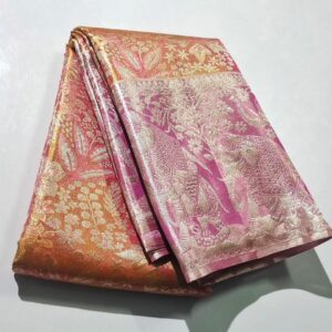 Pure kanchipattu tissue Meenakari all over floral buttas