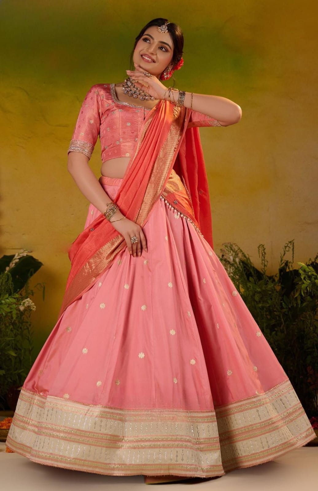 Soft Silk Half Saree Pastel Pink Lehenga 16 Soft Silk Half Saree Pastel Pink Lehenga