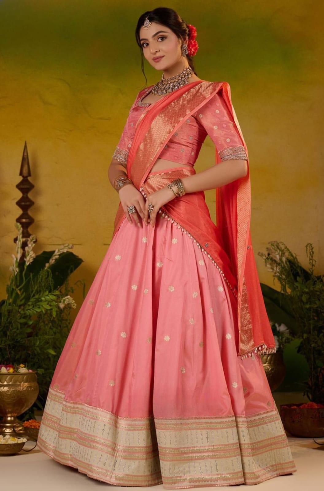 Soft Silk Half Saree Pastel Pink Lehenga 8 Soft Silk Half Saree Pastel Pink Lehenga - Image 8