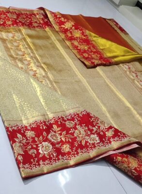 1 Gram Pure kanchipattu tissue floral brocade designs
