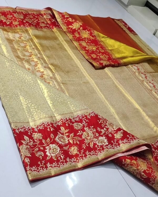 1 Gram Pure kanchipattu tissue floral brocade designs