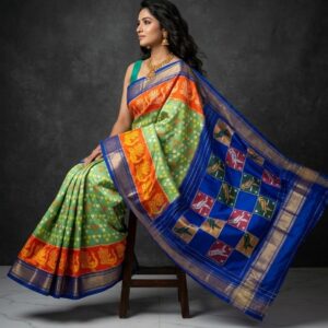 Ikkat pure silk saree