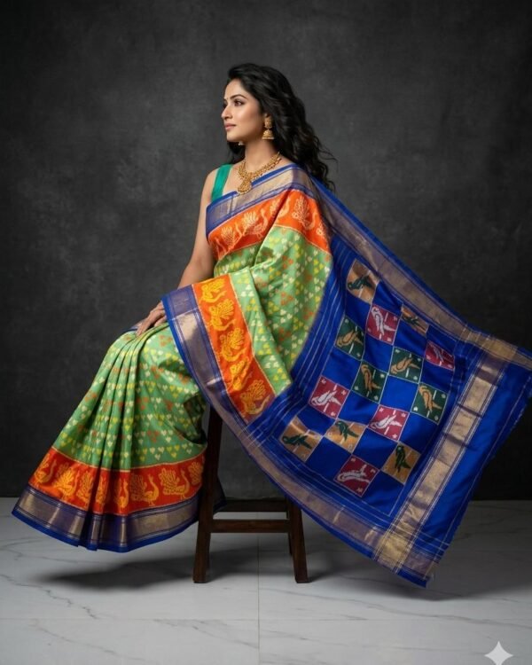 Ikkat pure silk saree