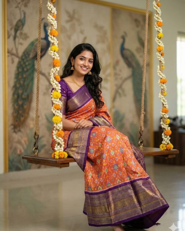 Special ikkat designer kanchi border silk sarees