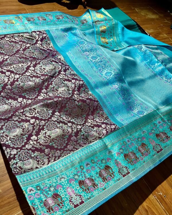New Pure kanchipattu tissue meenakari resham