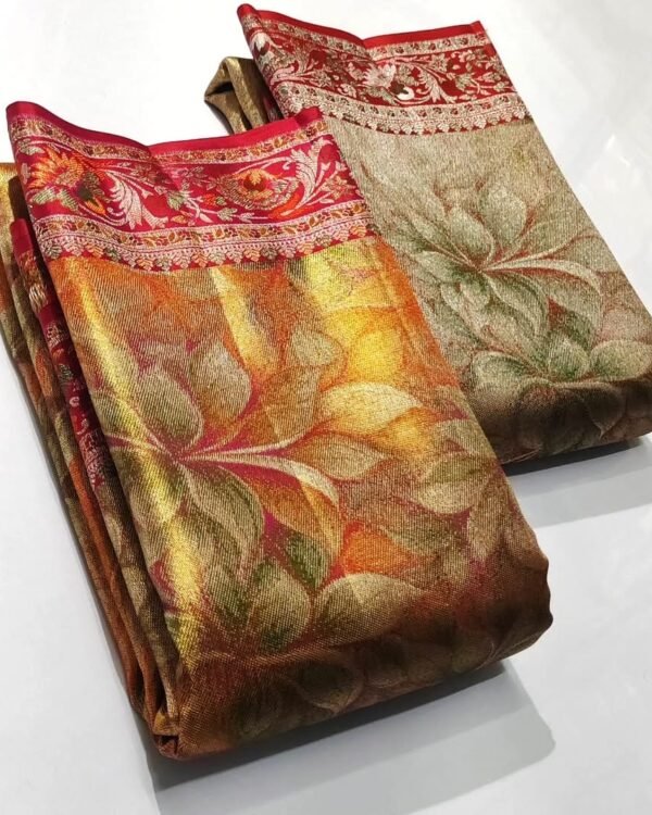 Pure kanchipattu tissue edge to edge 1g meenakari 5d designs