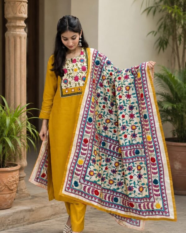 Simple Pure cotton silk kurta set
