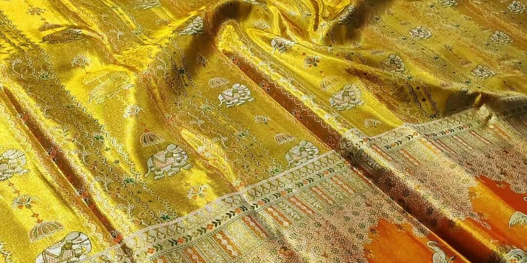 Exclusive pure kanchipuram tissue edge to edge 1g meenakari designs