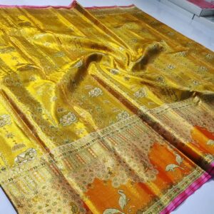 Exclusive pure kanchipuram tissue edge to edge 1g meenakari designs