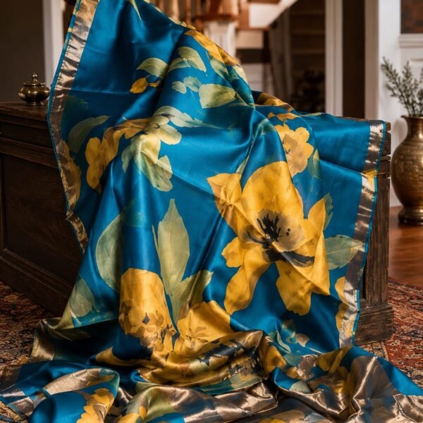 Zari border pure handloom tussar saree with free hand-painted saree