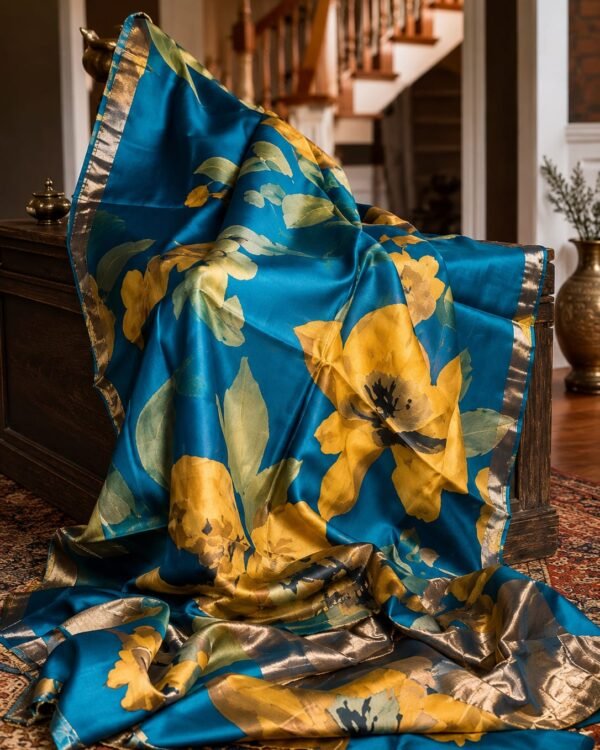 Zari border pure handloom tussar saree with free hand-painted saree