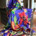 Zari border pure handloom tussar saree with free hand painted saree3