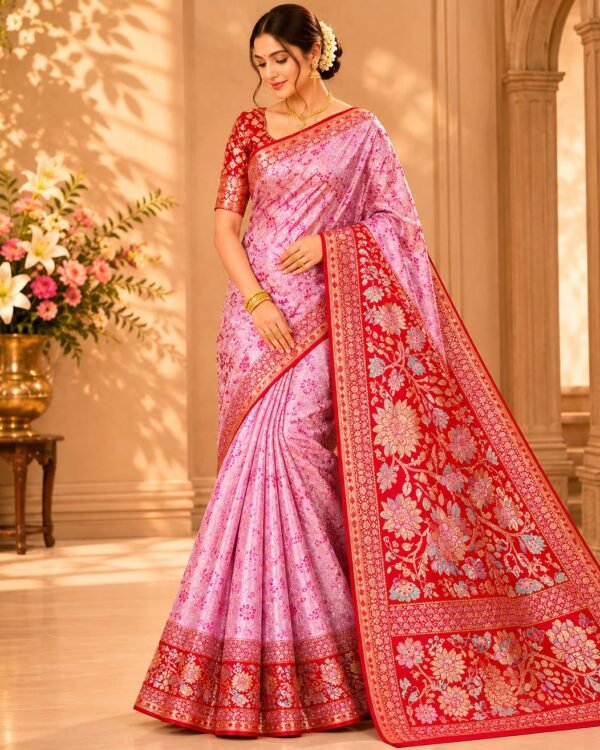 Bridal wear pure kanchipattu resham warp meenakari designs 
